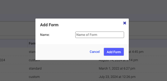 Add Form menu