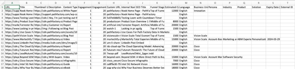 CSV file example