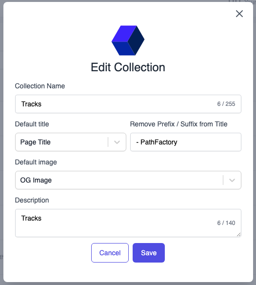 Edit Collection popup