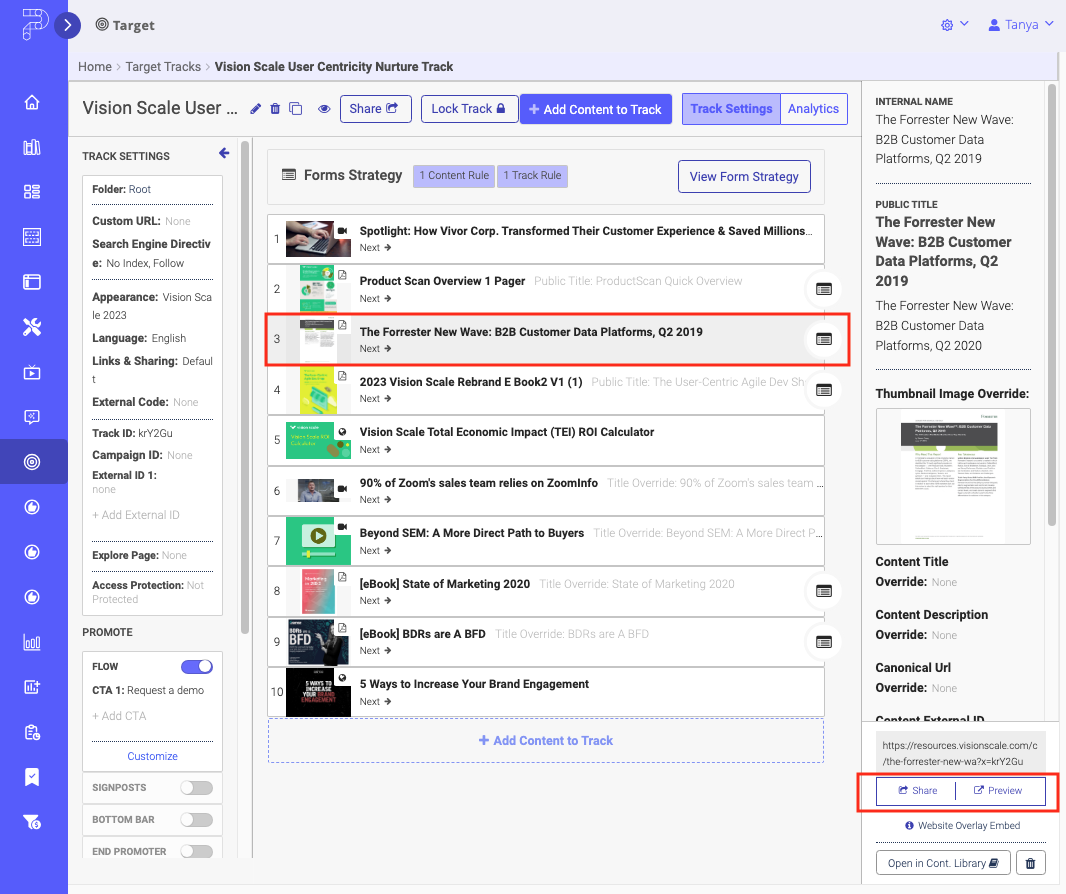 Preview and Publish a Content Track - PathFactory