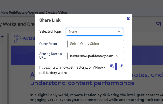 Explore Share Link menu