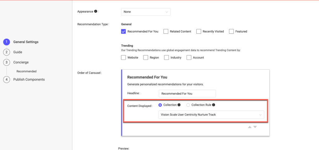 Guide and Concierge Settings