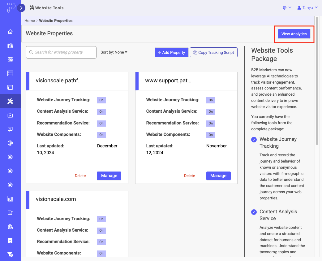 View Analytics button