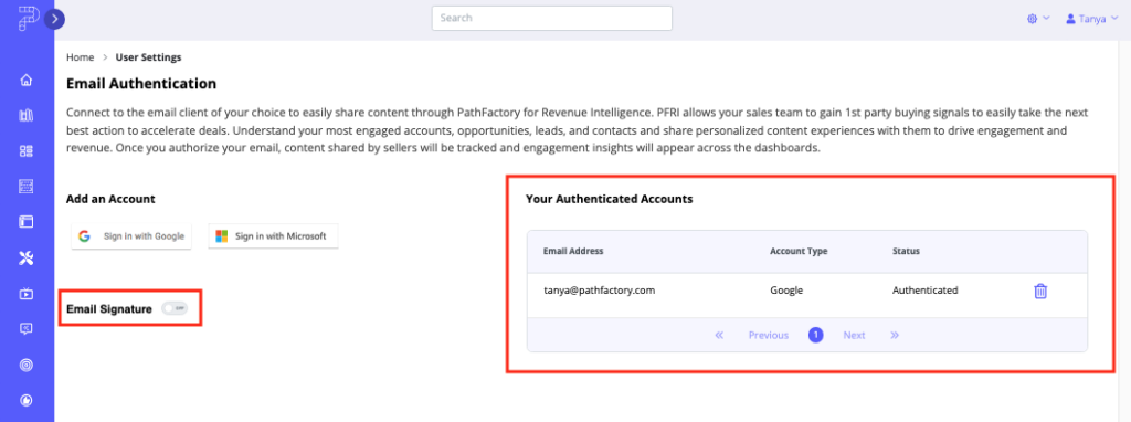 Authenticated Accounts