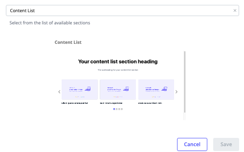 Content List Section Type