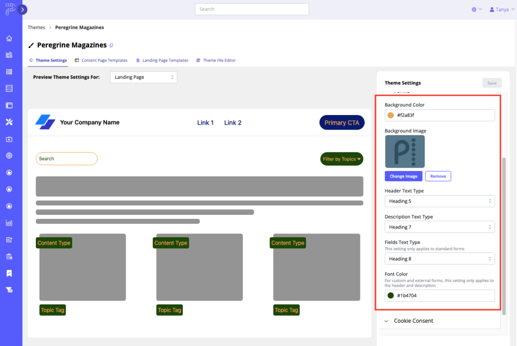 Forms editing menu