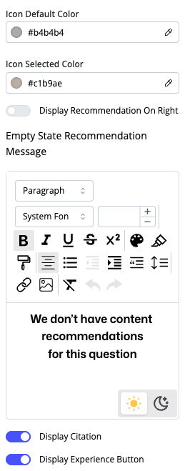Chat Window Configuration - Icons, Recommendation Message and Display Toggles Chat Window Configuration - Icons, Recommendation Message and Display Toggles
