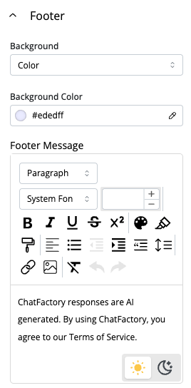 Footer Configuration Footer Configuration
