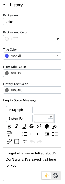 History Configuration History Configuration