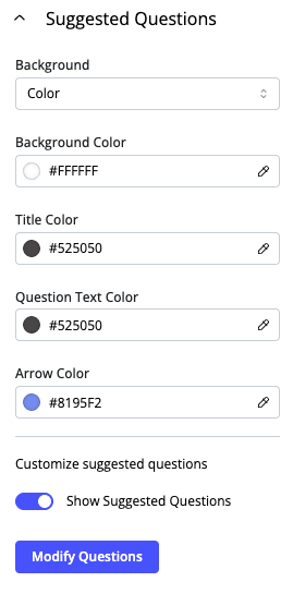 Suggested Questions Configuration Suggested Questions Configuration