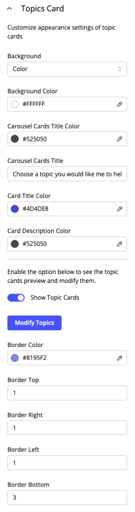 Topics Settings Topics Settings