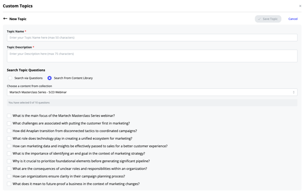 Custom Topics