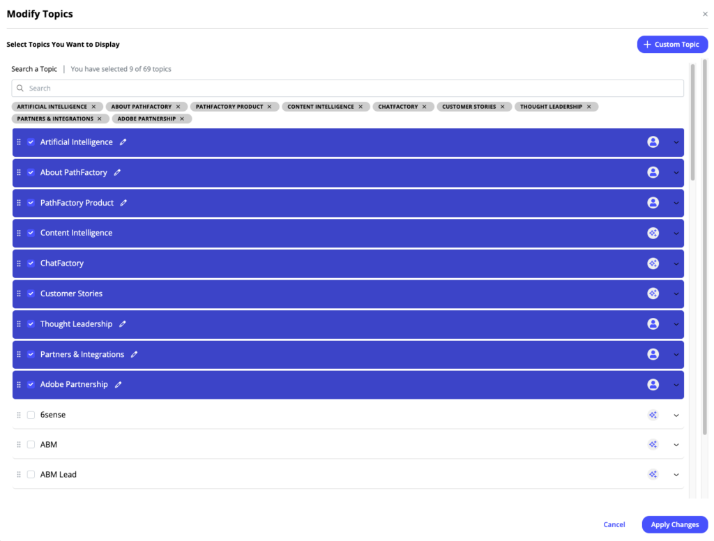 Modify Topics Modify Topics