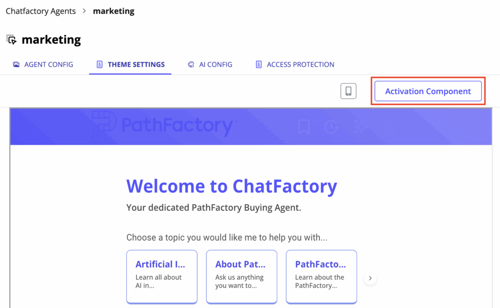 Widget Activation Button