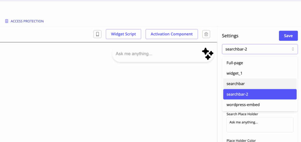 Select Widget for Configuration