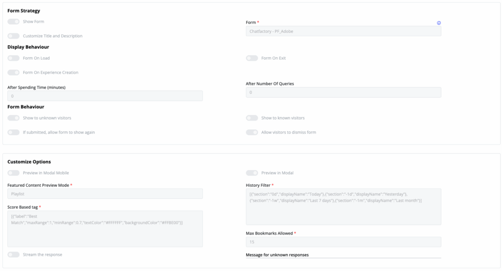 Agent Configuration - Form Strategy Form Strategy and Other Options